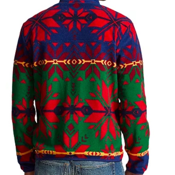 New Polo Ralph Lauren Sun Valley Geometric-Print Fleece Pullover - Picture 8 of 8